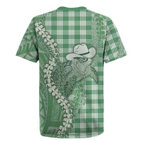 Green Hawaii Palaka Cowboy Turtle Rugby Jersey Hawaiian Paniolo Puakenikeni Maile Lei DT05 - Polynesian Pride