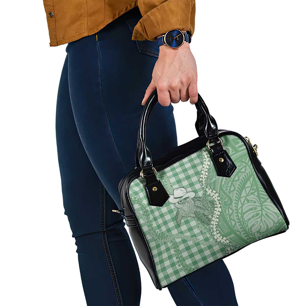 Green Hawaii Palaka Cowboy Turtle Shoulder Handbag Hawaiian Paniolo Puakenikeni Maile Lei DT05 - Polynesian Pride