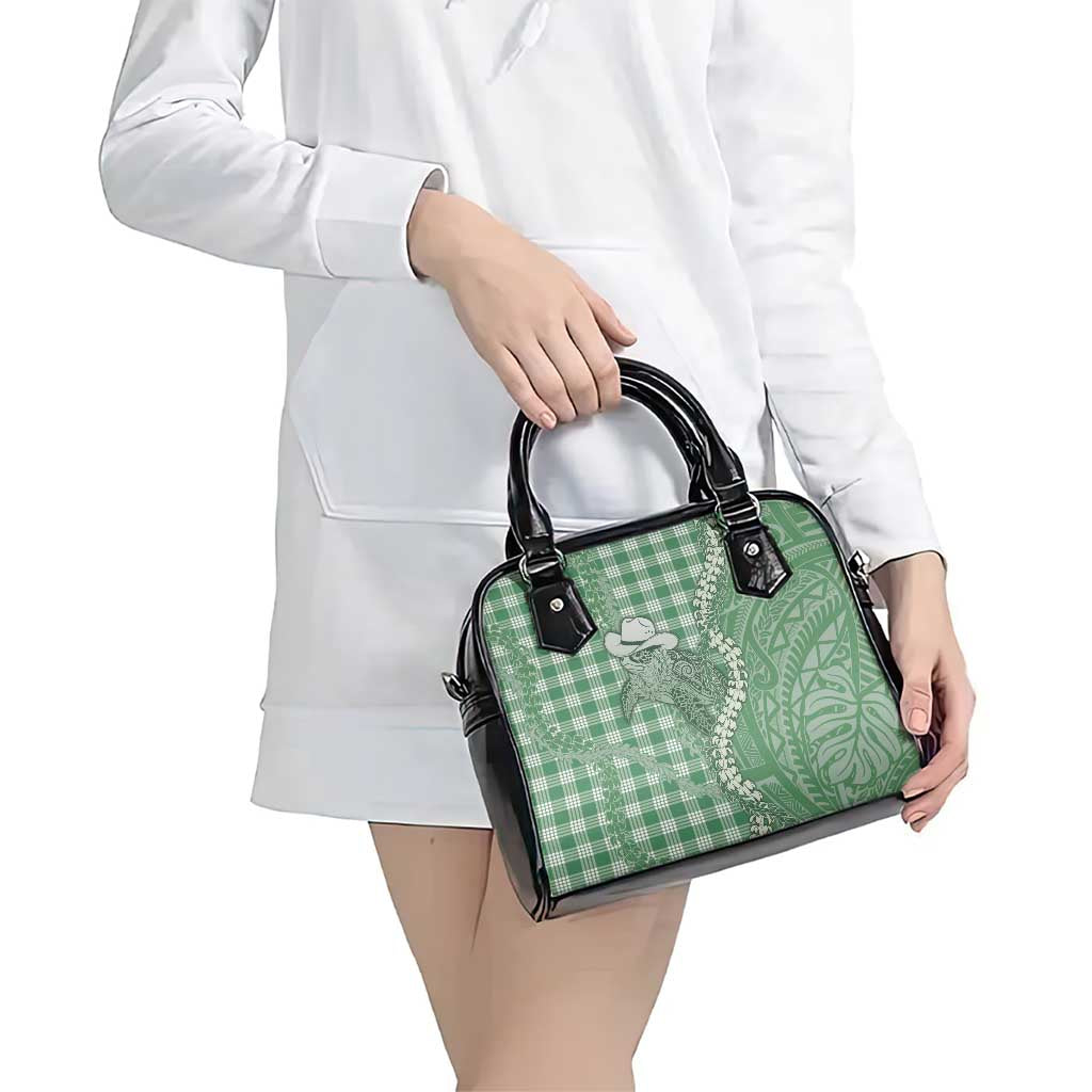 Green Hawaii Palaka Cowboy Turtle Shoulder Handbag Hawaiian Paniolo Puakenikeni Maile Lei DT05 - Polynesian Pride