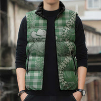 Green Hawaii Palaka Cowboy Turtle Sleeveless Puffer Jacket Hawaiian Paniolo Puakenikeni Maile Lei DT05 - Polynesian Pride