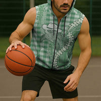 Green Hawaii Palaka Cowboy Turtle Sleeveless Zip Hoodie Hawaiian Paniolo Puakenikeni Maile Lei DT05 - Polynesian Pride