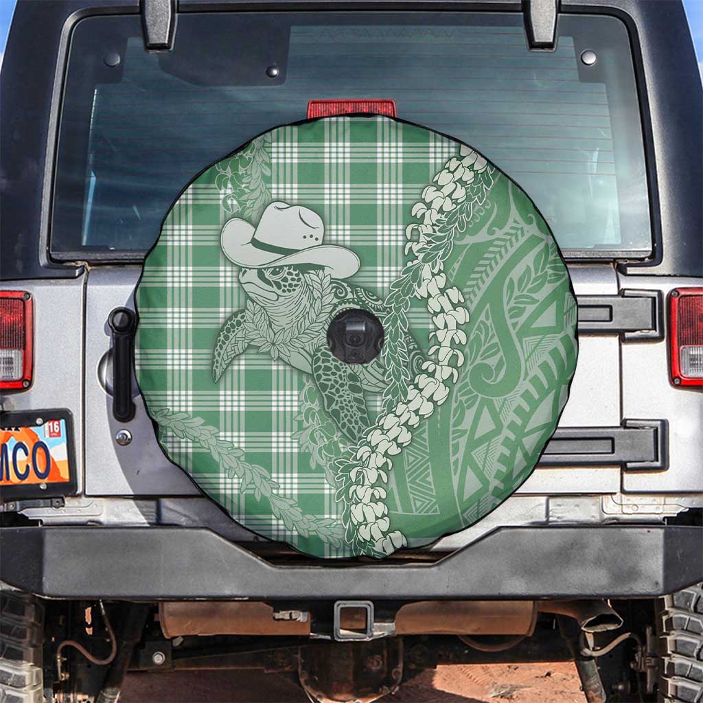 Green Hawaii Palaka Cowboy Turtle Spare Tire Cover Hawaiian Paniolo Puakenikeni Maile Lei DT05 Green - Polynesian Pride