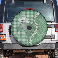 Green Hawaii Palaka Cowboy Turtle Spare Tire Cover Hawaiian Paniolo Puakenikeni Maile Lei DT05 Green - Polynesian Pride