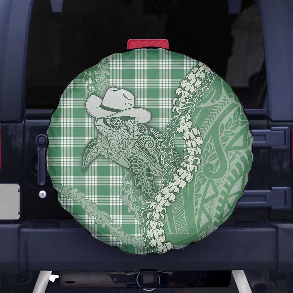 Green Hawaii Palaka Cowboy Turtle Spare Tire Cover Hawaiian Paniolo Puakenikeni Maile Lei DT05 No hole Green - Polynesian Pride