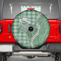 Green Hawaii Palaka Cowboy Turtle Spare Tire Cover Hawaiian Paniolo Puakenikeni Maile Lei DT05 - Polynesian Pride