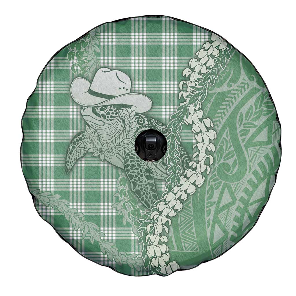Green Hawaii Palaka Cowboy Turtle Spare Tire Cover Hawaiian Paniolo Puakenikeni Maile Lei DT05 - Polynesian Pride