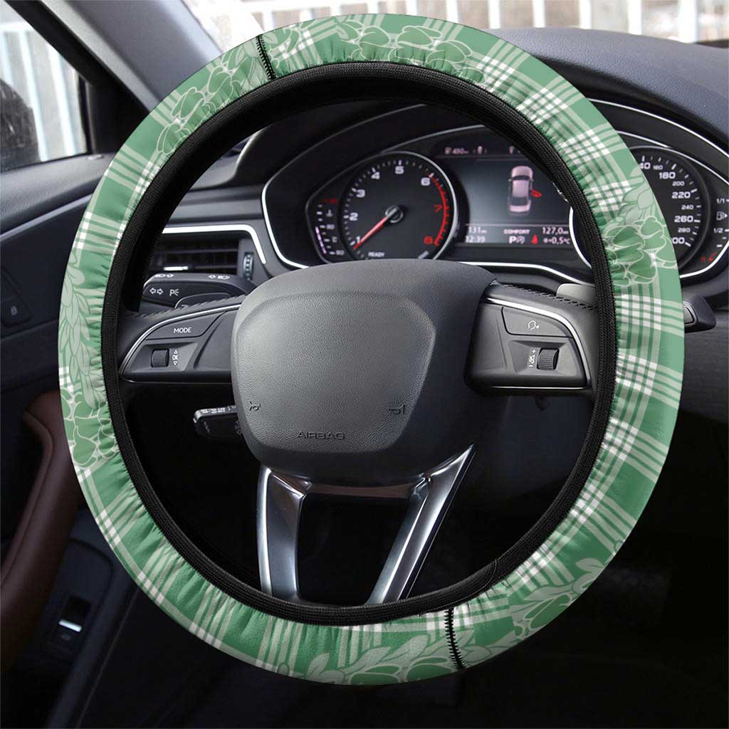Green Hawaii Palaka Cowboy Turtle Steering Wheel Cover Hawaiian Paniolo Puakenikeni Maile Lei DT05 - Polynesian Pride