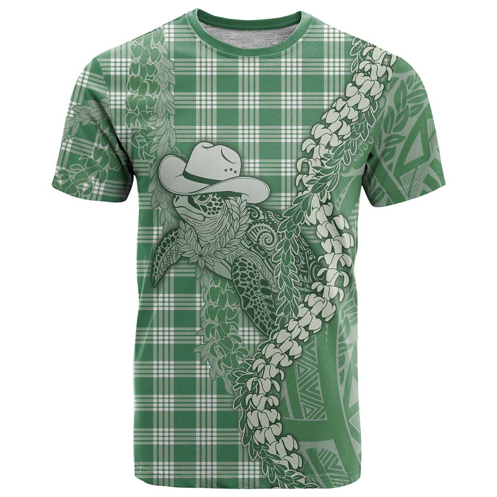 Green Hawaii Palaka Cowboy Turtle T Shirt Hawaiian Paniolo Puakenikeni Maile Lei DT05 Green - Polynesian Pride
