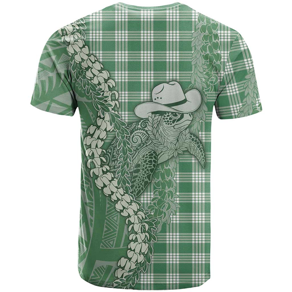 Green Hawaii Palaka Cowboy Turtle T Shirt Hawaiian Paniolo Puakenikeni Maile Lei DT05 - Polynesian Pride