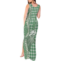 Green Hawaii Palaka Cowboy Turtle Tank Maxi Dress Hawaiian Paniolo Puakenikeni Maile Lei DT05 - Polynesian Pride