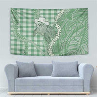 Green Hawaii Palaka Cowboy Turtle Tapestry Hawaiian Paniolo Puakenikeni Maile Lei DT05 - Polynesian Pride