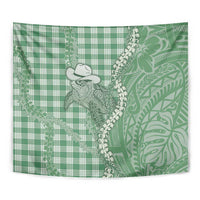 Green Hawaii Palaka Cowboy Turtle Tapestry Hawaiian Paniolo Puakenikeni Maile Lei DT05 - Polynesian Pride