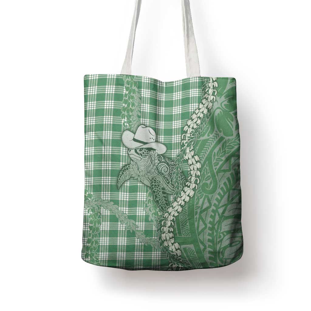 Green Hawaii Palaka Cowboy Turtle Tote Bag Hawaiian Paniolo Puakenikeni Maile Lei DT05 - Polynesian Pride
