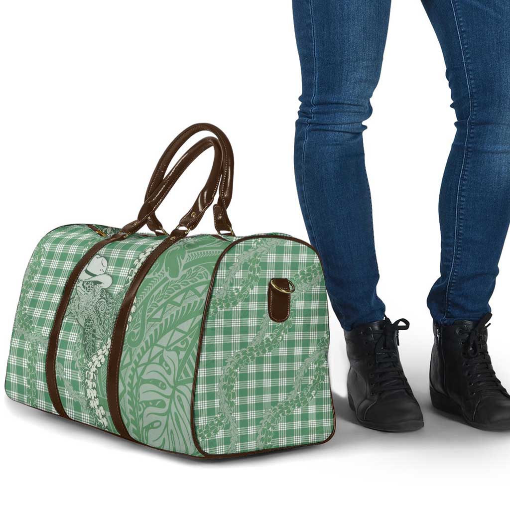 Green Hawaii Palaka Cowboy Turtle Travel Bag Hawaiian Paniolo Puakenikeni Maile Lei DT05 - Polynesian Pride