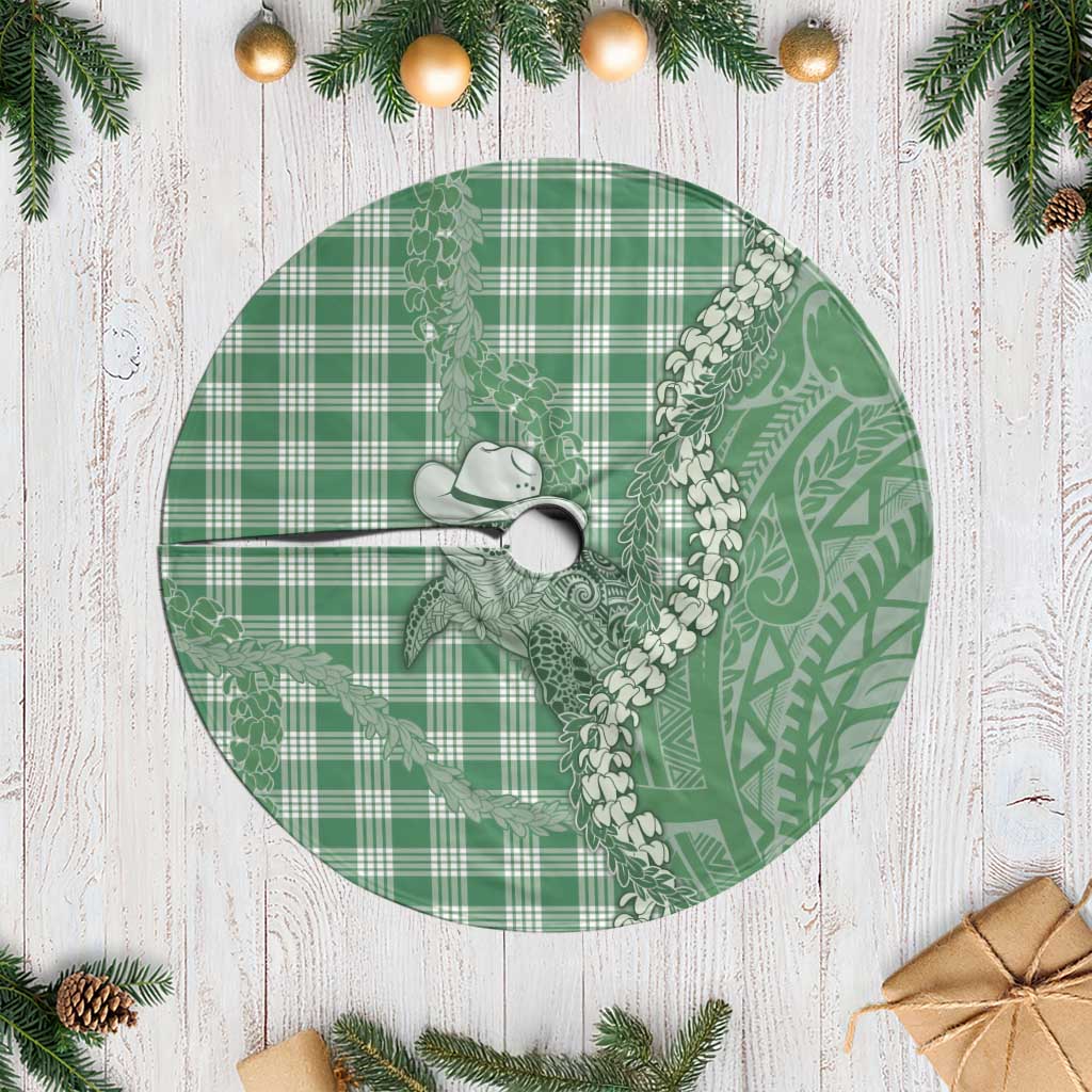 Green Hawaii Palaka Cowboy Turtle Tree Skirt Hawaiian Paniolo Puakenikeni Maile Lei DT05 Casual Green - Polynesian Pride
