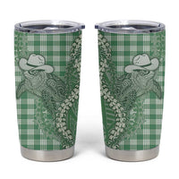Green Hawaii Palaka Cowboy Turtle Tumbler Cup Hawaiian Paniolo Puakenikeni Maile Lei DT05 Green - Polynesian Pride