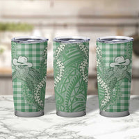 Green Hawaii Palaka Cowboy Turtle Tumbler Cup Hawaiian Paniolo Puakenikeni Maile Lei DT05 - Polynesian Pride