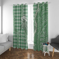 Green Hawaii Palaka Cowboy Turtle Window Curtain Hawaiian Paniolo Puakenikeni Maile Lei DT05 With Grommets Green - Polynesian Pride