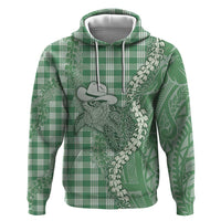 Green Hawaii Palaka Cowboy Turtle Zip Hoodie Hawaiian Paniolo Puakenikeni Maile Lei DT05 Pullover Hoodie Green - Polynesian Pride