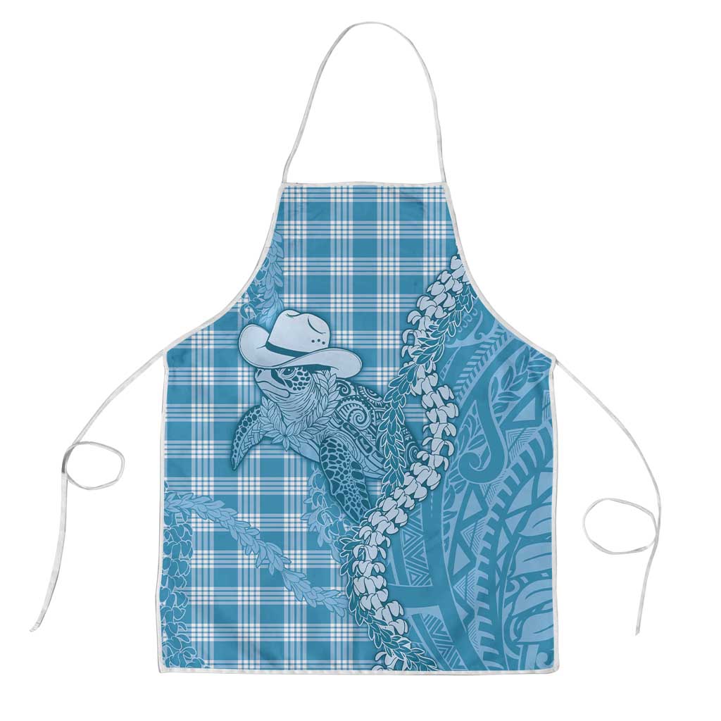 Blue Hawaii Palaka Cowboy Turtle Apron Hawaiian Paniolo Puakenikeni Maile Lei - Polynesian Pride