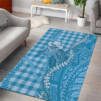 Blue Hawaii Palaka Cowboy Turtle Area Rug Hawaiian Paniolo Puakenikeni Maile Lei DT05 - Polynesian Pride