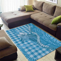 Blue Hawaii Palaka Cowboy Turtle Area Rug Hawaiian Paniolo Puakenikeni Maile Lei DT05 - Polynesian Pride