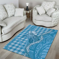 Blue Hawaii Palaka Cowboy Turtle Area Rug Hawaiian Paniolo Puakenikeni Maile Lei DT05 - Polynesian Pride