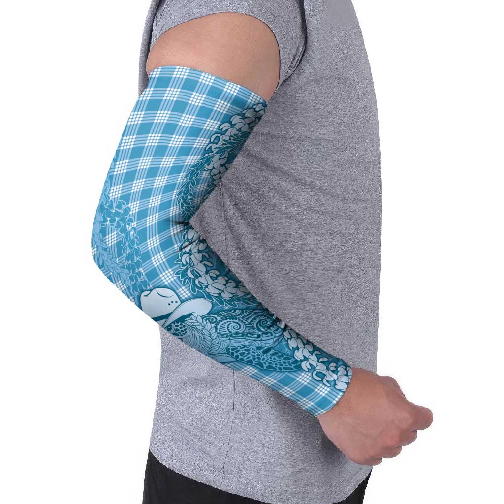 Blue Hawaii Palaka Cowboy Turtle Arm Sleeves Hawaiian Paniolo Puakenikeni Maile Lei DT05 - Polynesian Pride