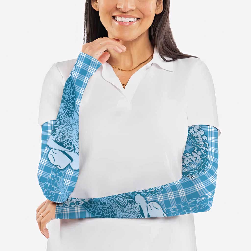 Blue Hawaii Palaka Cowboy Turtle Arm Sleeves Hawaiian Paniolo Puakenikeni Maile Lei DT05 - Polynesian Pride