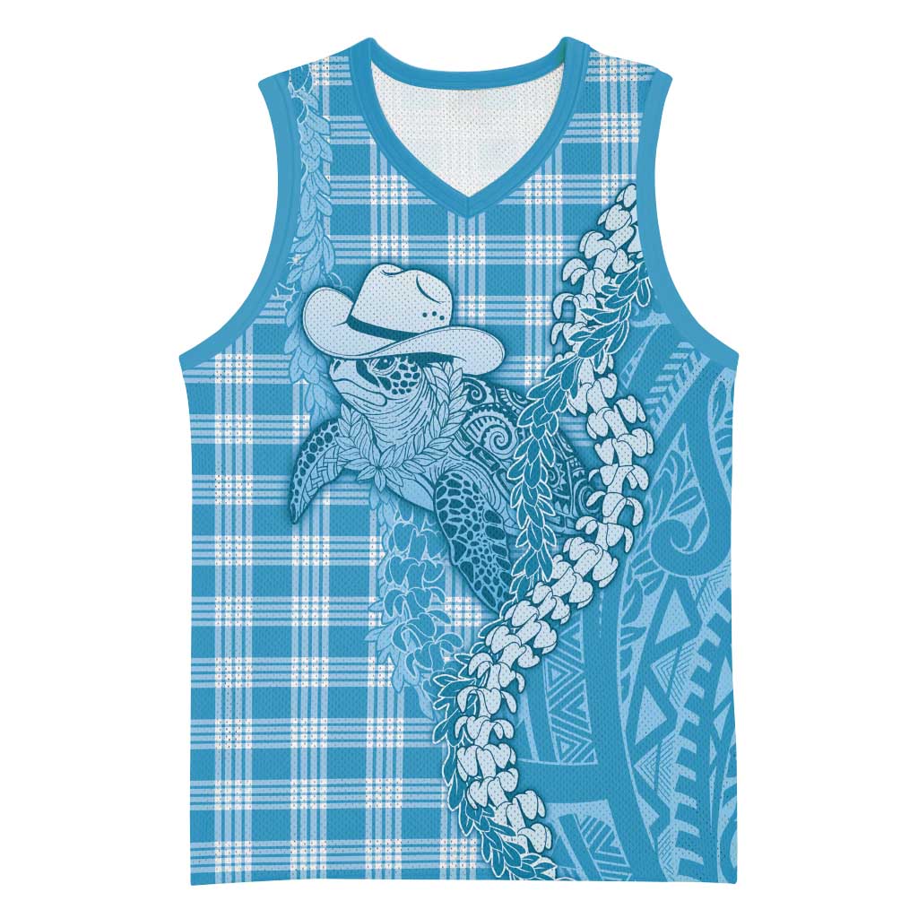 Blue Hawaii Palaka Cowboy Turtle Basketball Jersey Hawaiian Paniolo Puakenikeni Maile Lei DT05 Unisex Blue - Polynesian Pride