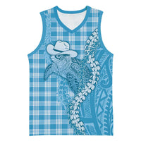 Blue Hawaii Palaka Cowboy Turtle Basketball Jersey Hawaiian Paniolo Puakenikeni Maile Lei DT05 Unisex Blue - Polynesian Pride