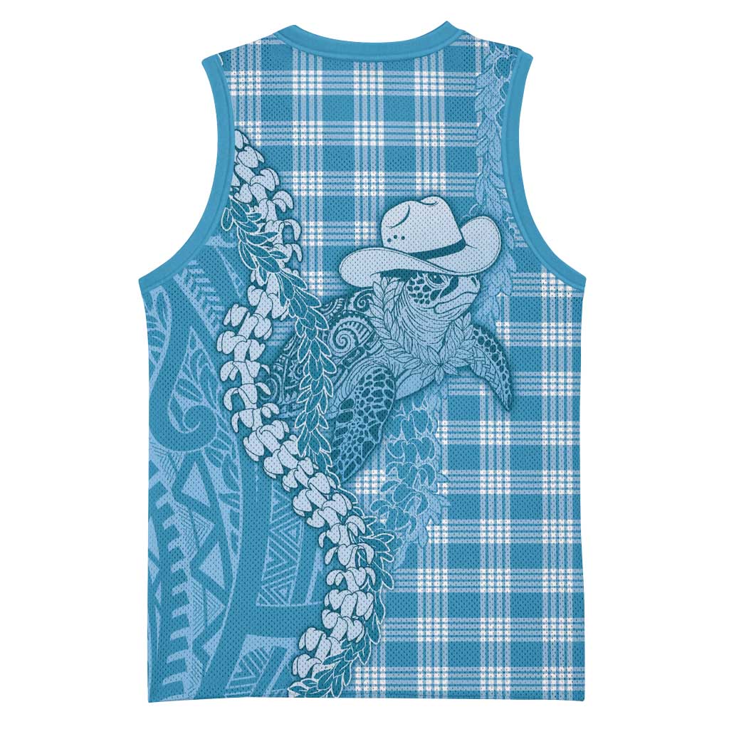 Blue Hawaii Palaka Cowboy Turtle Basketball Jersey Hawaiian Paniolo Puakenikeni Maile Lei DT05 - Polynesian Pride