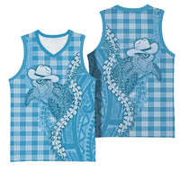 Blue Hawaii Palaka Cowboy Turtle Basketball Jersey Hawaiian Paniolo Puakenikeni Maile Lei DT05 - Polynesian Pride