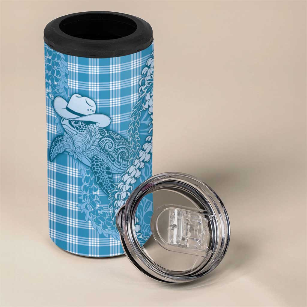Blue Hawaii Palaka Cowboy Turtle 4 in 1 Can Cooler Tumbler Hawaiian Paniolo Puakenikeni Maile Lei DT05 - Polynesian Pride