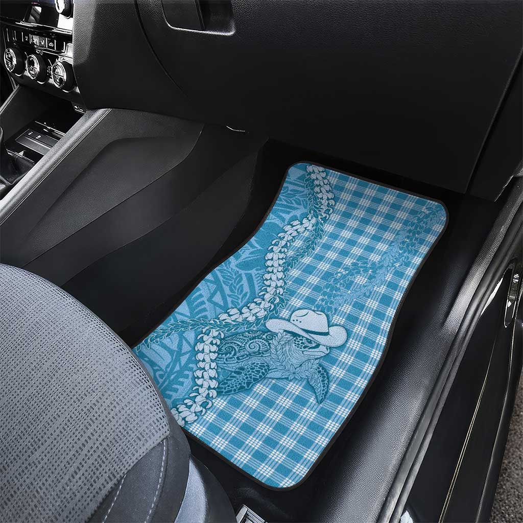 Blue Hawaii Palaka Cowboy Turtle Car Mats Hawaiian Paniolo Puakenikeni Maile Lei - Polynesian Pride