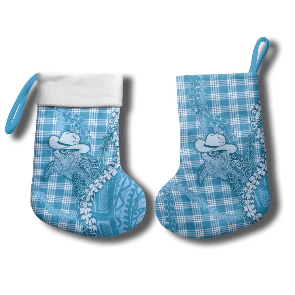 Blue Hawaii Palaka Cowboy Turtle Christmas Stocking Hawaiian Paniolo Puakenikeni Maile Lei DT05 - Polynesian Pride