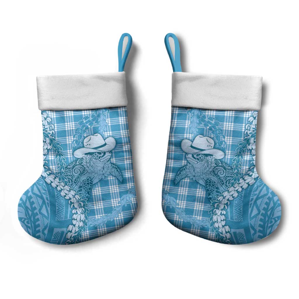Blue Hawaii Palaka Cowboy Turtle Christmas Stocking Hawaiian Paniolo Puakenikeni Maile Lei DT05 - Polynesian Pride
