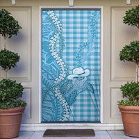 Blue Hawaii Palaka Cowboy Turtle Door Cover Hawaiian Paniolo Puakenikeni Maile Lei DT05 Blue - Polynesian Pride