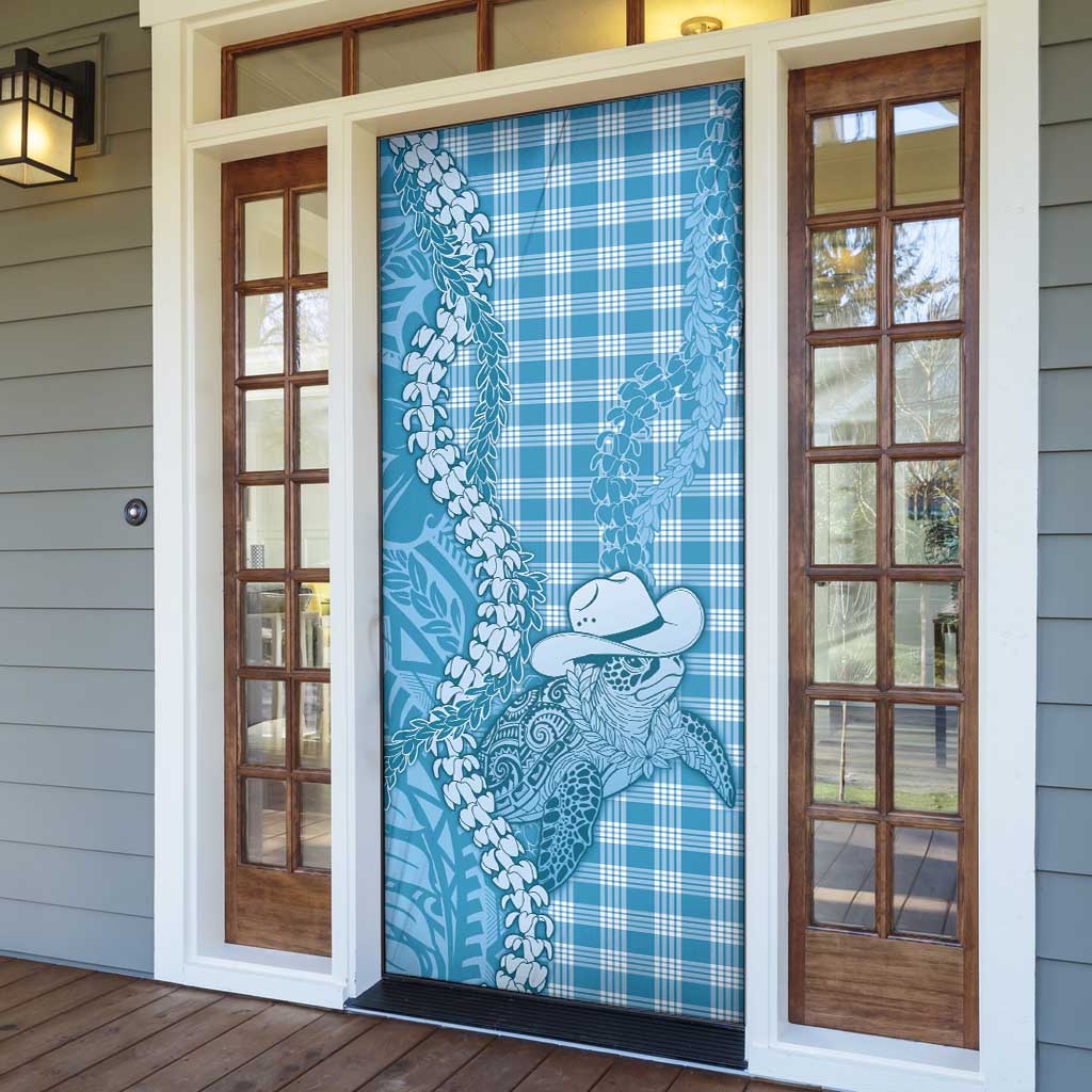 Blue Hawaii Palaka Cowboy Turtle Door Cover Hawaiian Paniolo Puakenikeni Maile Lei DT05 - Polynesian Pride