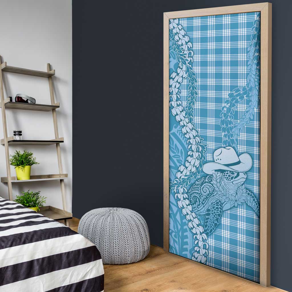 Blue Hawaii Palaka Cowboy Turtle Door Cover Hawaiian Paniolo Puakenikeni Maile Lei DT05 - Polynesian Pride