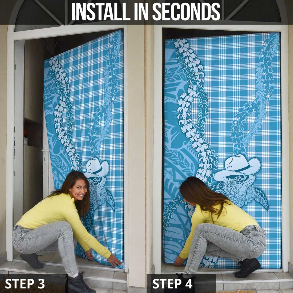 Blue Hawaii Palaka Cowboy Turtle Door Cover Hawaiian Paniolo Puakenikeni Maile Lei DT05 - Polynesian Pride