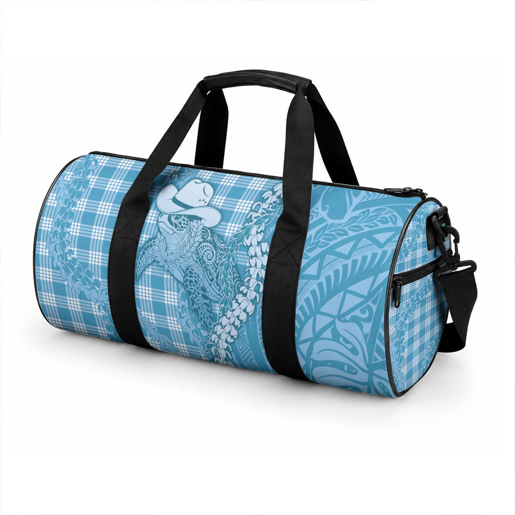 Blue Hawaii Palaka Cowboy Turtle Duffle Bag Hawaiian Paniolo Puakenikeni Maile Lei