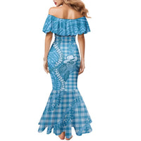 Blue Hawaii Palaka Cowboy Turtle Family Matching Mermaid Dress and Hawaiian Shirt Hawaiian Paniolo Puakenikeni Maile Lei DT05 - Polynesian Pride