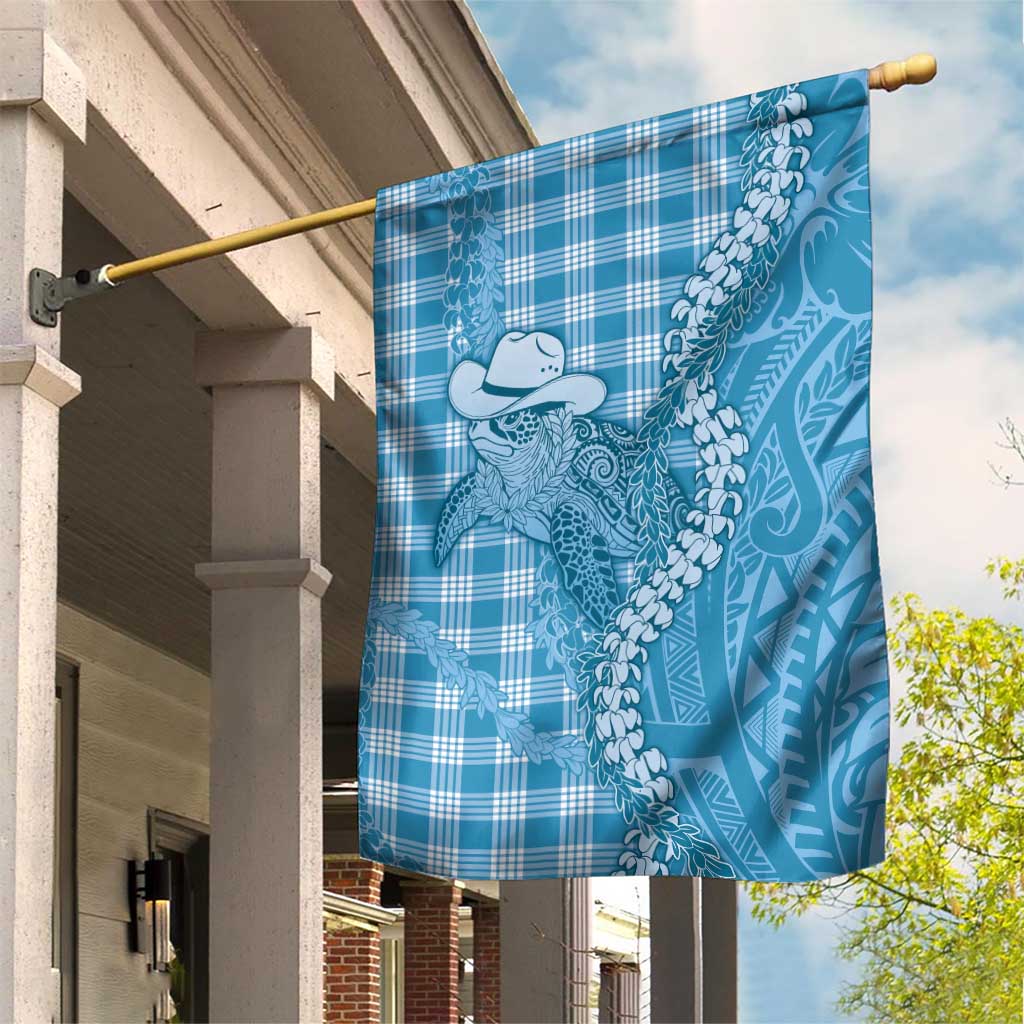 Blue Hawaii Palaka Cowboy Turtle Garden Flag Hawaiian Paniolo Puakenikeni Maile Lei - Polynesian Pride