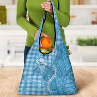 Blue Hawaii Palaka Cowboy Turtle Grocery Bag Hawaiian Paniolo Puakenikeni Maile Lei DT05 - Polynesian Pride
