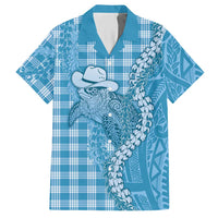 Blue Hawaii Palaka Cowboy Turtle Hawaiian Shirt Hawaiian Paniolo Puakenikeni Maile Lei DT05 Blue - Polynesian Pride