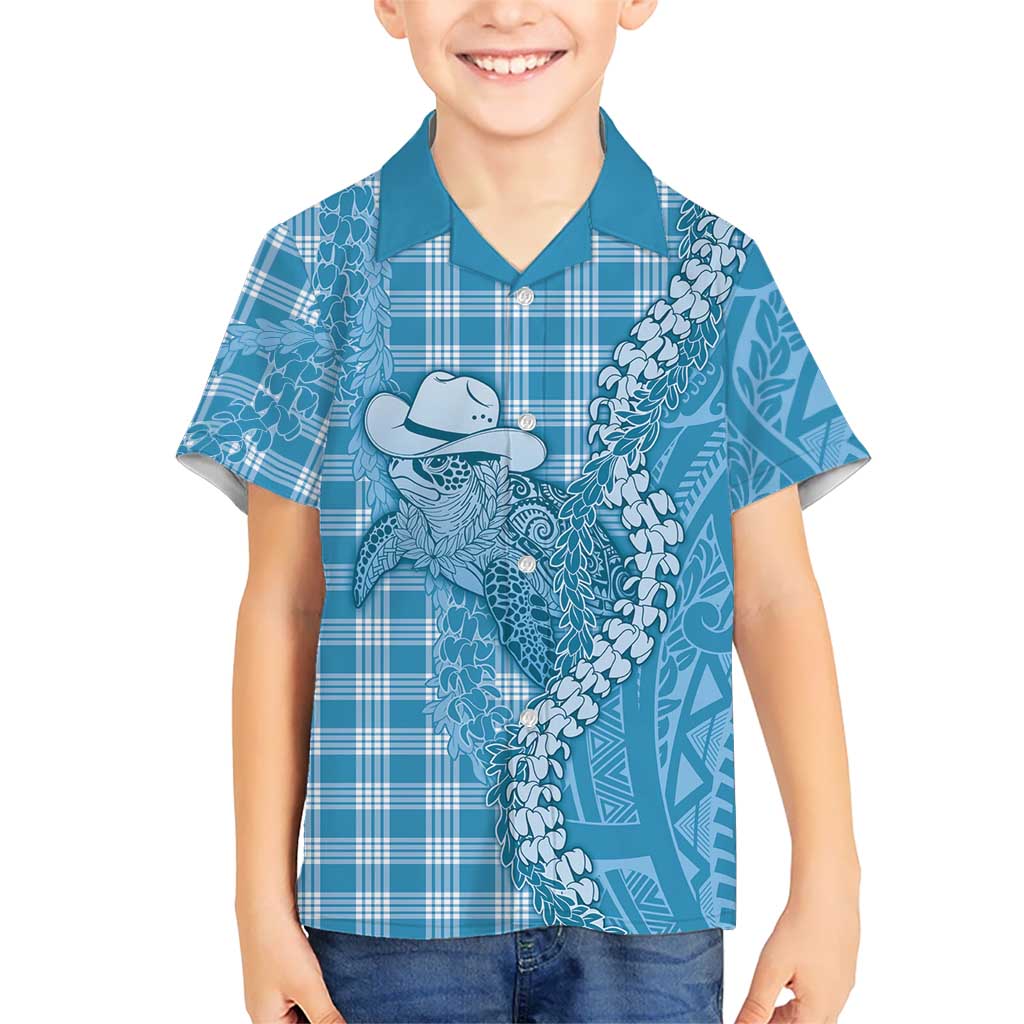 Blue Hawaii Palaka Cowboy Turtle Hawaiian Shirt Hawaiian Paniolo Puakenikeni Maile Lei DT05 - Polynesian Pride