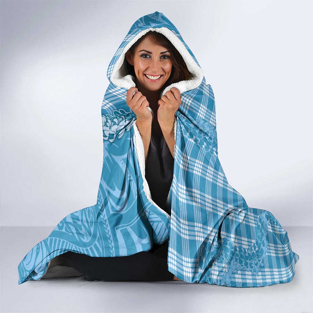 Blue Hawaii Palaka Cowboy Turtle Hooded Blanket Hawaiian Paniolo Puakenikeni Maile Lei DT05 - Polynesian Pride