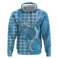 Blue Hawaii Palaka Cowboy Turtle Hoodie Hawaiian Paniolo Puakenikeni Maile Lei DT05 Pullover Hoodie Blue - Polynesian Pride