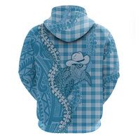 Blue Hawaii Palaka Cowboy Turtle Hoodie Hawaiian Paniolo Puakenikeni Maile Lei DT05 - Polynesian Pride